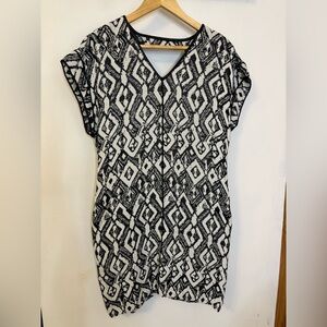 Derek Lam 10 Crosby Black and White Leather trim geometric dress
